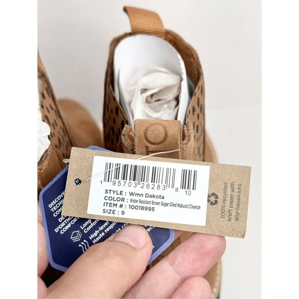 TOMS Dakota Chelsea Ankle Boots Size 9 Tan Animal Print Water Resistant Leather - Picture 6 of 7